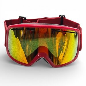 Smith Red Snow Goggles Gold Mirror Lens Adjustable Strap Ski Snowboard Unisex
